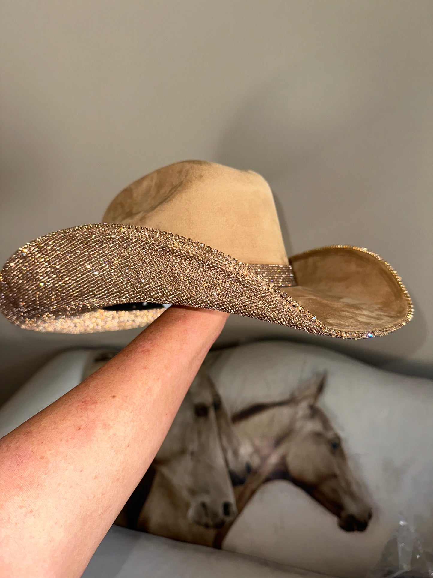 Camel Suede & Lt Topaz Rhinestones