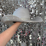 Silver Suede Hat & Crystal Rhinestones