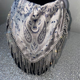 Light grey & crystal rhinestone bandana