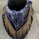 Navy & gold rhinestone bandana