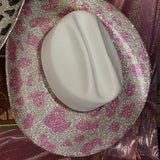White hat with both brims rhinestoned