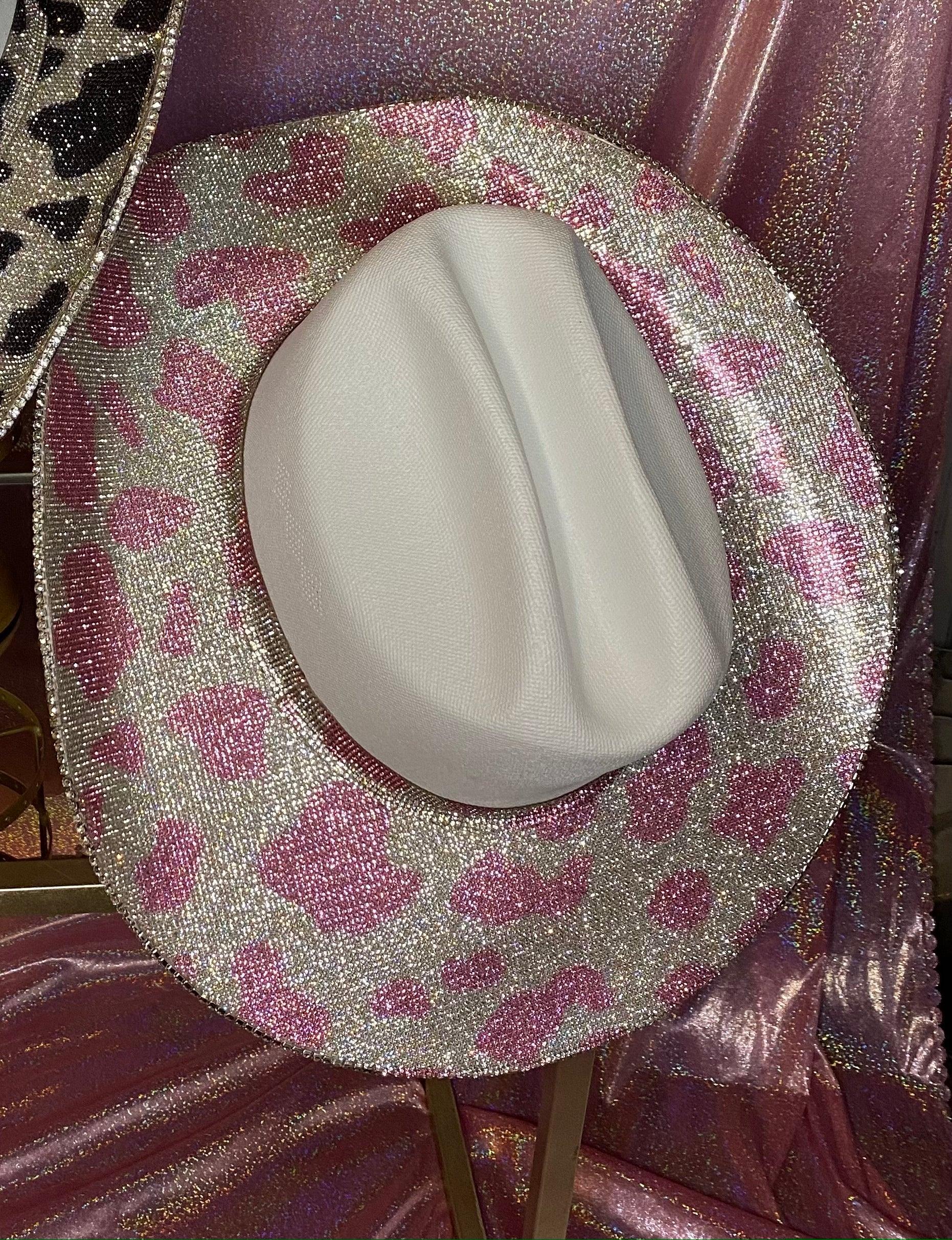 White hat with both brims rhinestoned