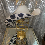 Underneath brim only rhinestoned with matching hat band