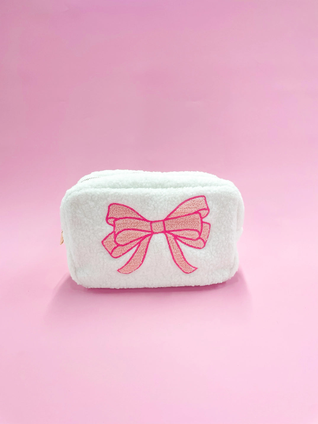 Pink Bow Teddy Cosmetic Zipper Bag