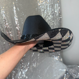 Black & Crystal Checkered Flag Hat
