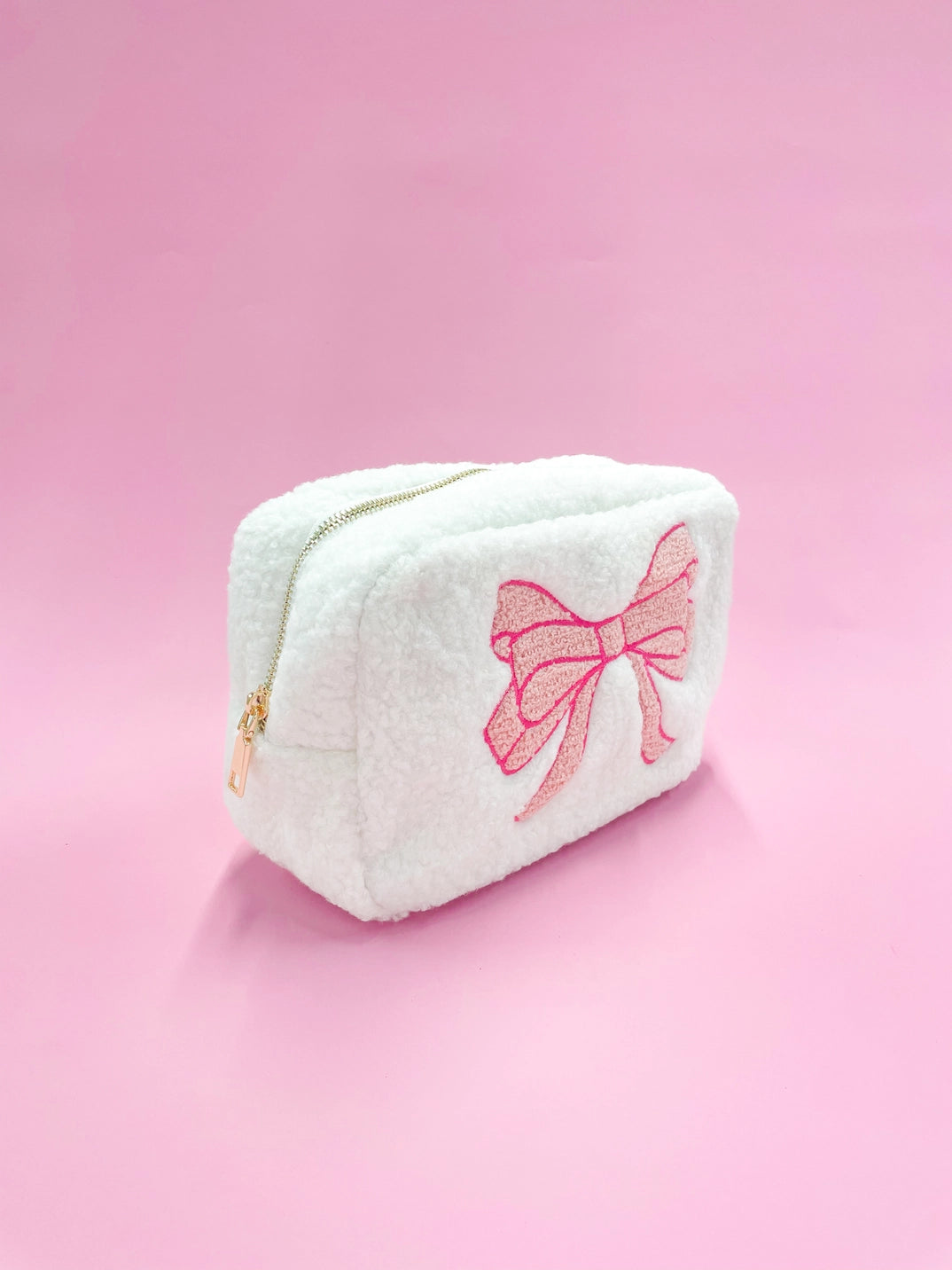 Pink Bow Teddy Cosmetic Zipper Bag