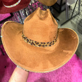 Tobacco Hat with Leopard Rhinestones