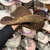 Brown Suede & Lt Topaz Rhinestones