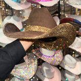 Brown Suede & Lt Topaz Rhinestones