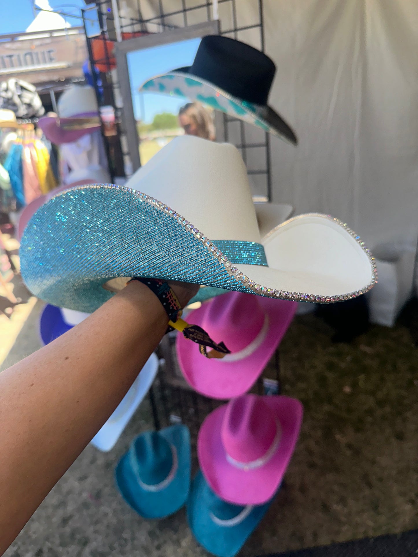 Sand & Turquoise Hat (Square Style)