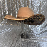 FALL FLASH SALE: MEDIUM Camel Suede w/ leopard Rhinestones