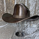 FALL FLASH SALE: Metallic Bronze hat w/ black diamond rhinestone hat band