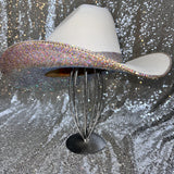 FALL FLASH SALE: L/XL White Straw w/ Ab Rhinestones Underneath Only