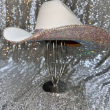FALL FLASH SALE: L/XL White Straw w/ Ab Rhinestones Underneath Only