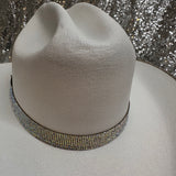 FALL FLASH SALE: L/XL White Straw w/ Ab Rhinestones Underneath Only