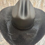 FALL FLASH SALE: L/XL Black Straw with back the blue flag & black rhinestones on top