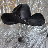 FALL FLASH SALE: L/XL Black Straw with back rhinestones on both brims