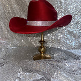 FALL FLASH SALE: Burgundy Suede Hat with crystal rhinestone hat band