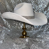 FALL FLASH SALE: White Suede Hat with crystal rhinestone hat band
