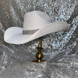 FALL FLASH SALE: White Suede Hat with crystal rhinestone hat band