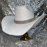 FALL FLASH SALE: White Suede Hat with crystal rhinestone hat band