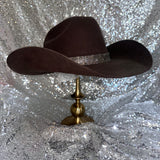 FALL FLASH SALE: American Hat Makers Brown Felt Hat with black diamond rhinestone hat band
