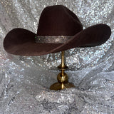 FALL FLASH SALE: American Hat Makers Brown Felt Hat with black diamond rhinestone hat band