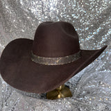 FALL FLASH SALE: American Hat Makers Brown Felt Hat with black diamond rhinestone hat band
