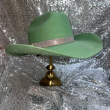 FALL FLASH SALE: American Hat Makers Mint Felt Hat with ab rhinestone hat band