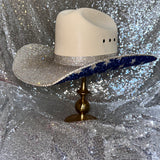 FALL FLASH SALE: Sand Straw w/ American Flag on Bottom & Crystal on Top