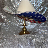 FALL FLASH SALE: Sand Straw w/ American Flag on Bottom & Crystal on Top