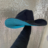 Black Suede with Turquoise Rhinestones