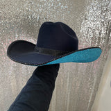 Black Suede with Turquoise Rhinestones