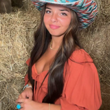 Teal Suede Hat & Aztec Print Rhinestones