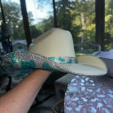 *FLASH SALE: Small Sand Straw w/ turquoise cow print