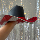 The "America" Hat in Black - Red Rhinestones on Top