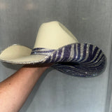 FLASH SALE: Sand Straw w/ Purple Zebra Print