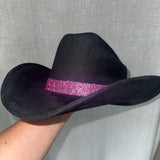 FLASH SALE: Kids Black Suede Hat w/ Pink Hat Band