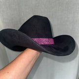 FLASH SALE: Kids Black Suede Hat w/ Pink Hat Band