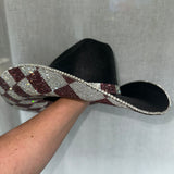 FLASH SALE: Black Straw w/ Maroonish Checkered Print