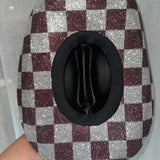 FLASH SALE: Black Straw w/ Maroonish Checkered Print