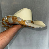 FLASH SALE: Sand Straw w/ Goldish Checkered Print