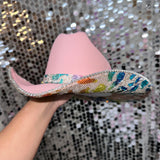 Pink and Rainbow Leopard Print Kids Hat