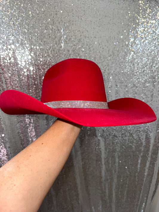 Red Felt & Crystal Hat