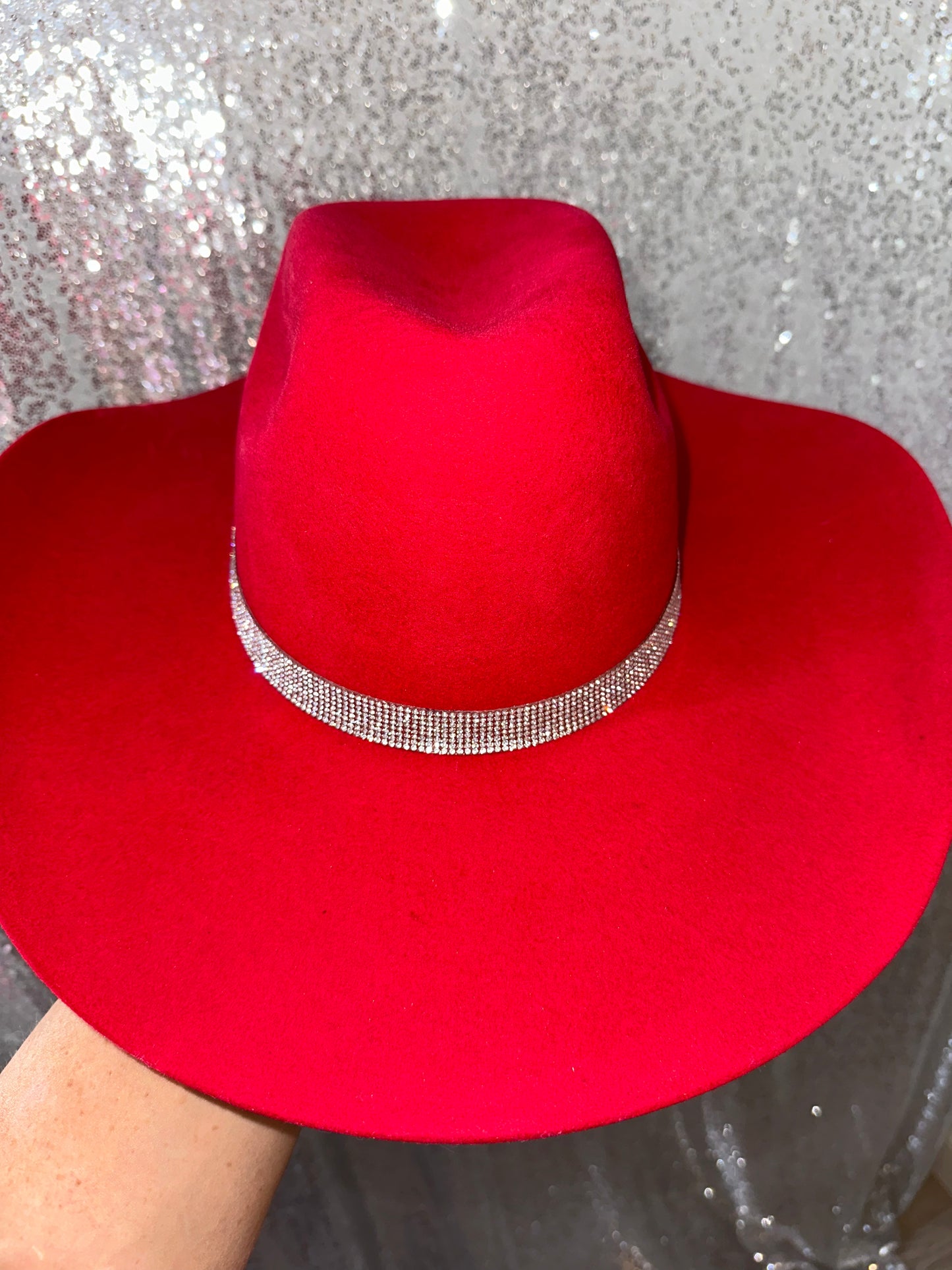 Red Felt & Crystal Hat