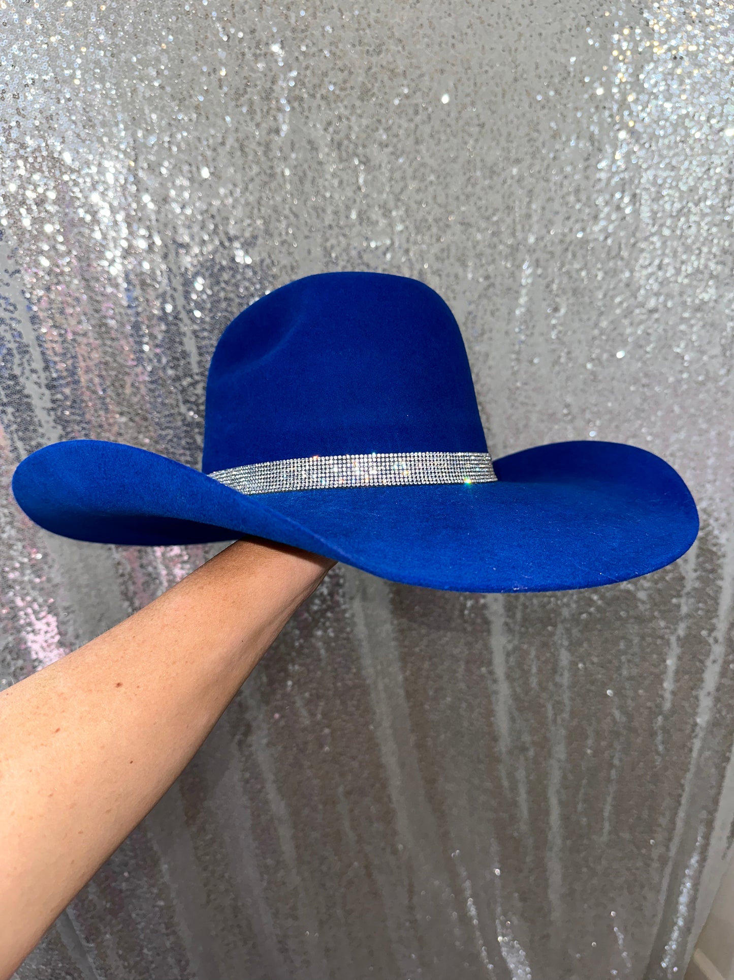 Sapphire Blue Felt & Crystal Hat