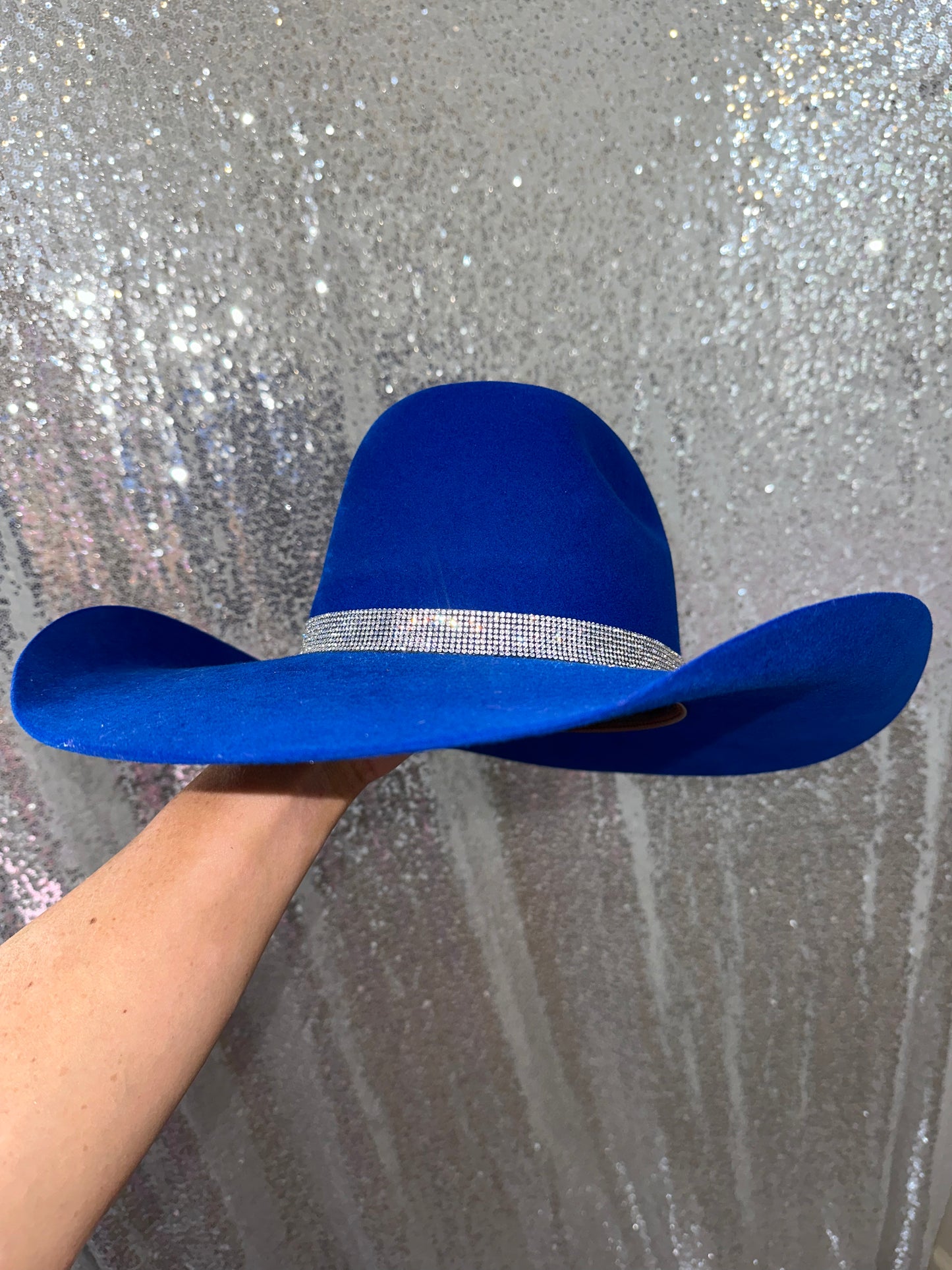 Sapphire Blue Felt & Crystal Hat