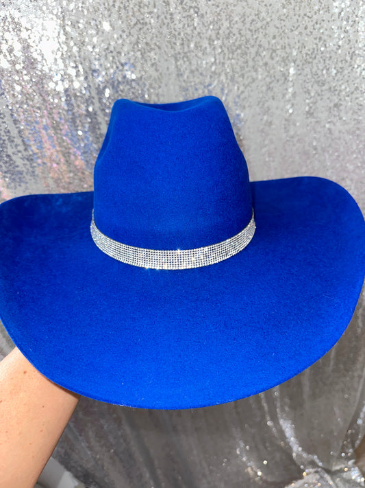 Sapphire Blue Felt & Crystal Hat