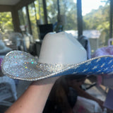 FLASH SALE: White straw w/ crystal star print & crystal on top