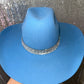 Sky Blue Felt & Crystal Hat